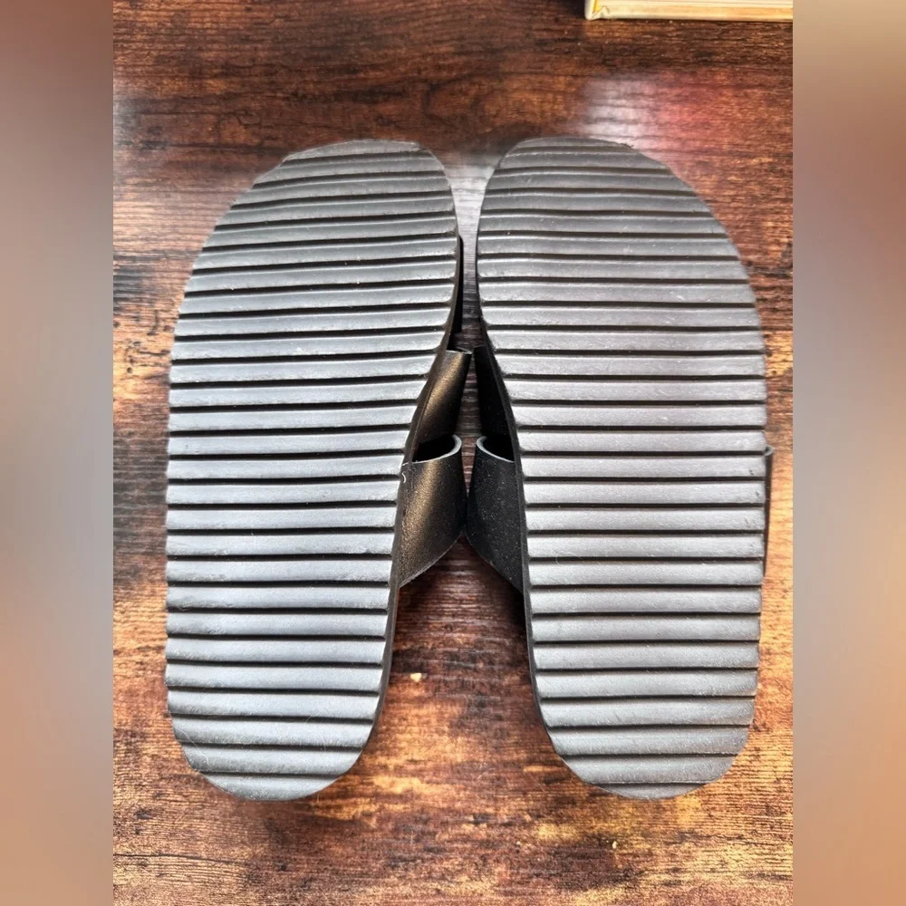 Zara Boys Black Strappy Leather Fisherman Slide Sandals Size 30